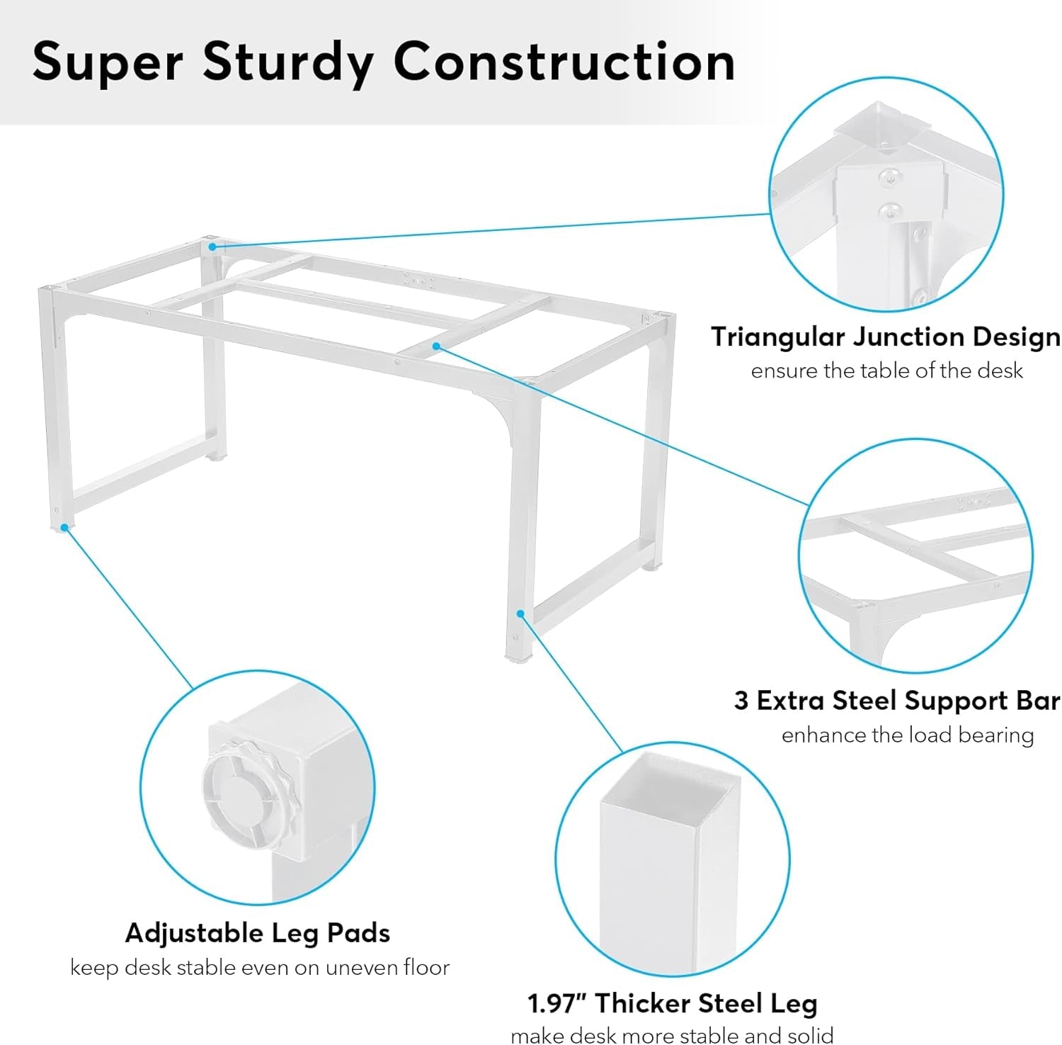 Large White Executive Office Desk 63 Inch-4
