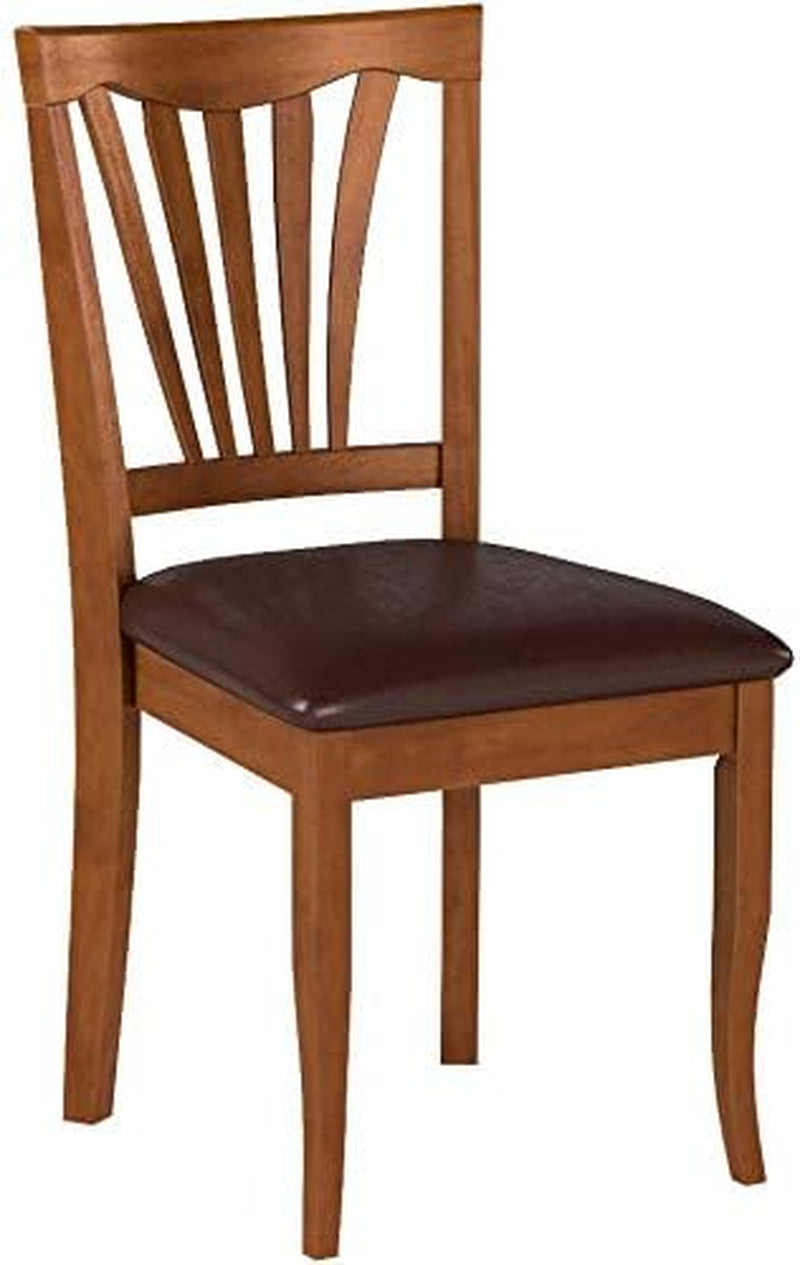 Avon Dining Faux Leather Upholstered Wood Chairs, Set of 2, Saddle Brown-3