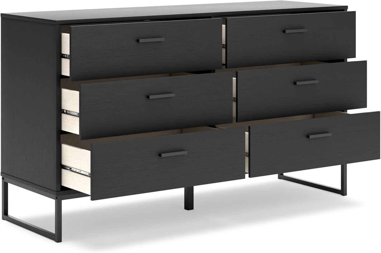 Socalle Modern 6-Drawer Dresser with Safety Stop, Black-3