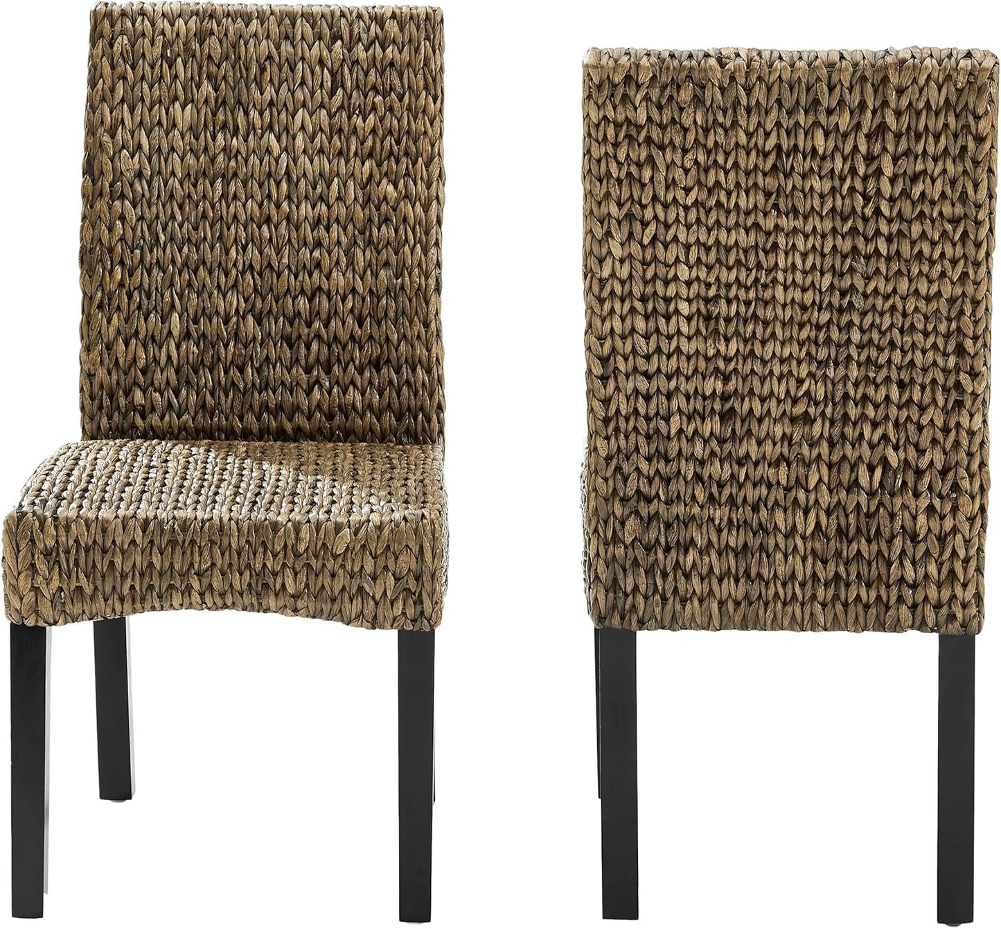 Edgewater Handwoven Natural Fiber Rattan Dining Chairs Set of 2, Seagrass-1