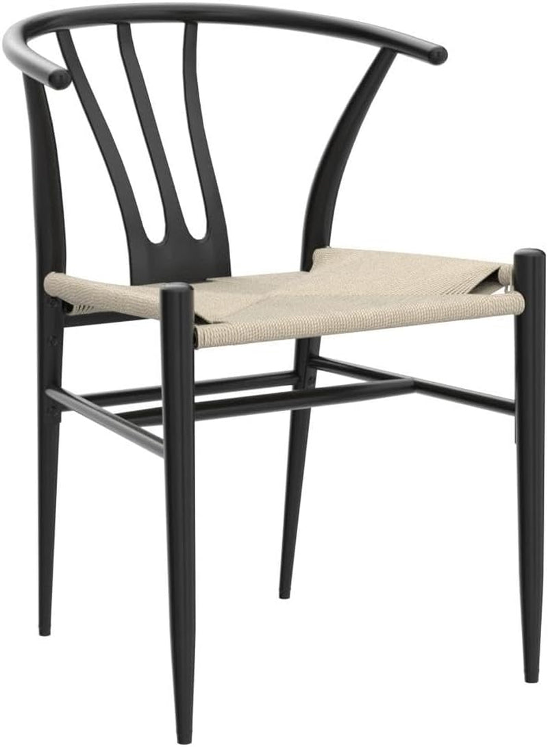 Black Rattan Weave Dining Chairs (Set of 2)-3