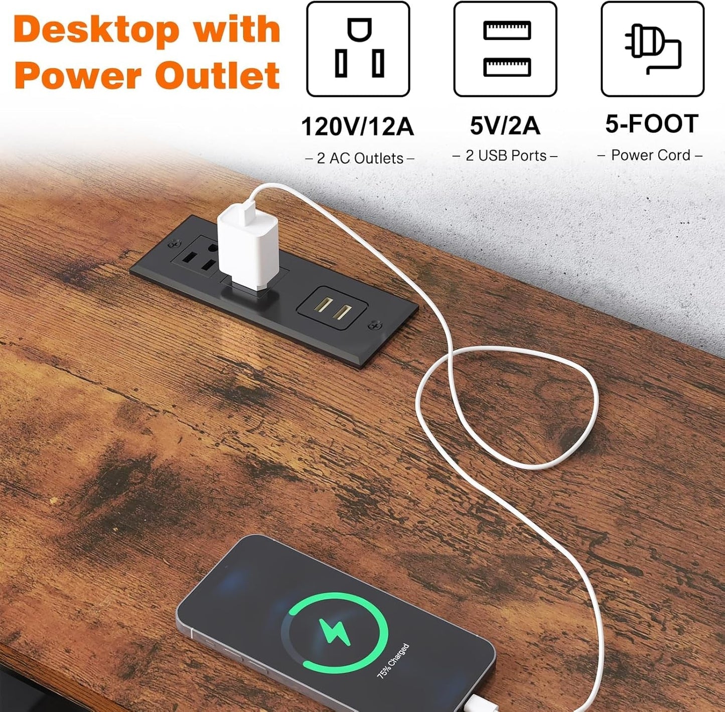 TV Stand for 65 60 70 Inch TV Entertainment Center with Power Outlets and Fabric Drawers, TV Console Table with Metal Frame Storage Shelves for Living Room, Bedroom - 63" Rustic Brown-4