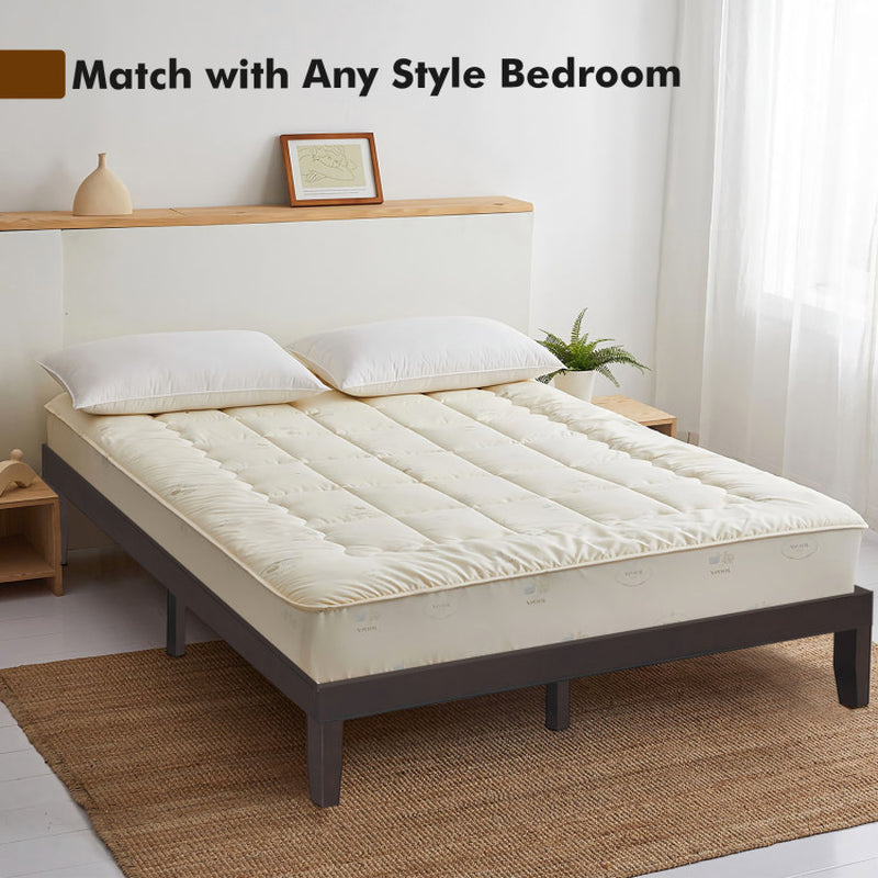 14 Inch King Size Rubber Wood Platform Bed Frame with Wood Slat Support-2