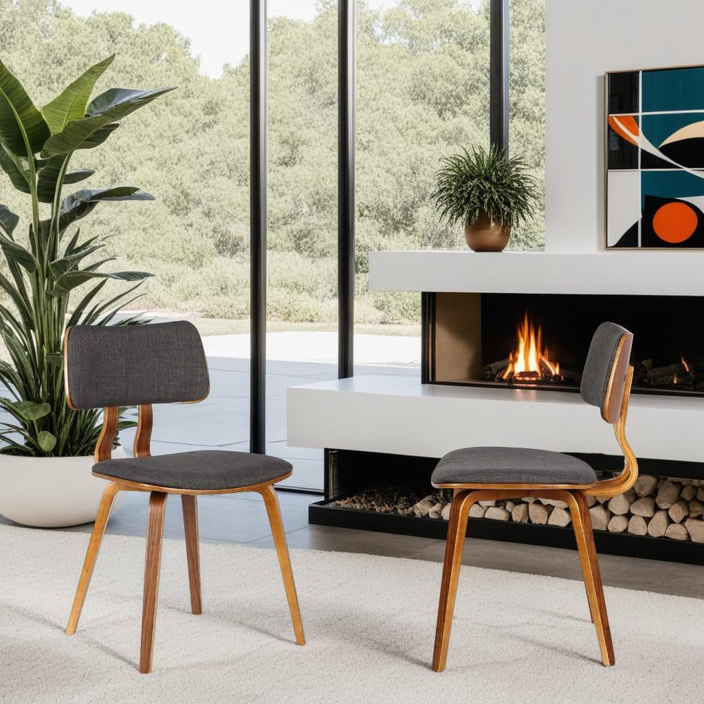 Jaguar Dining Chair in Charcoal Fabric and Walnut Wood Finish,Charcoal/Walnut Finish 20D X 18W X 29H In-4