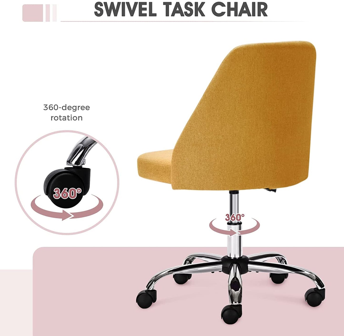 Adjustable Armless Rolling Chair for Small Spaces-1