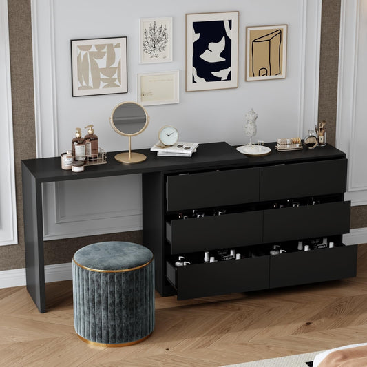 6 Drawer Dresser with Rotatable Extendable Tabletop-0