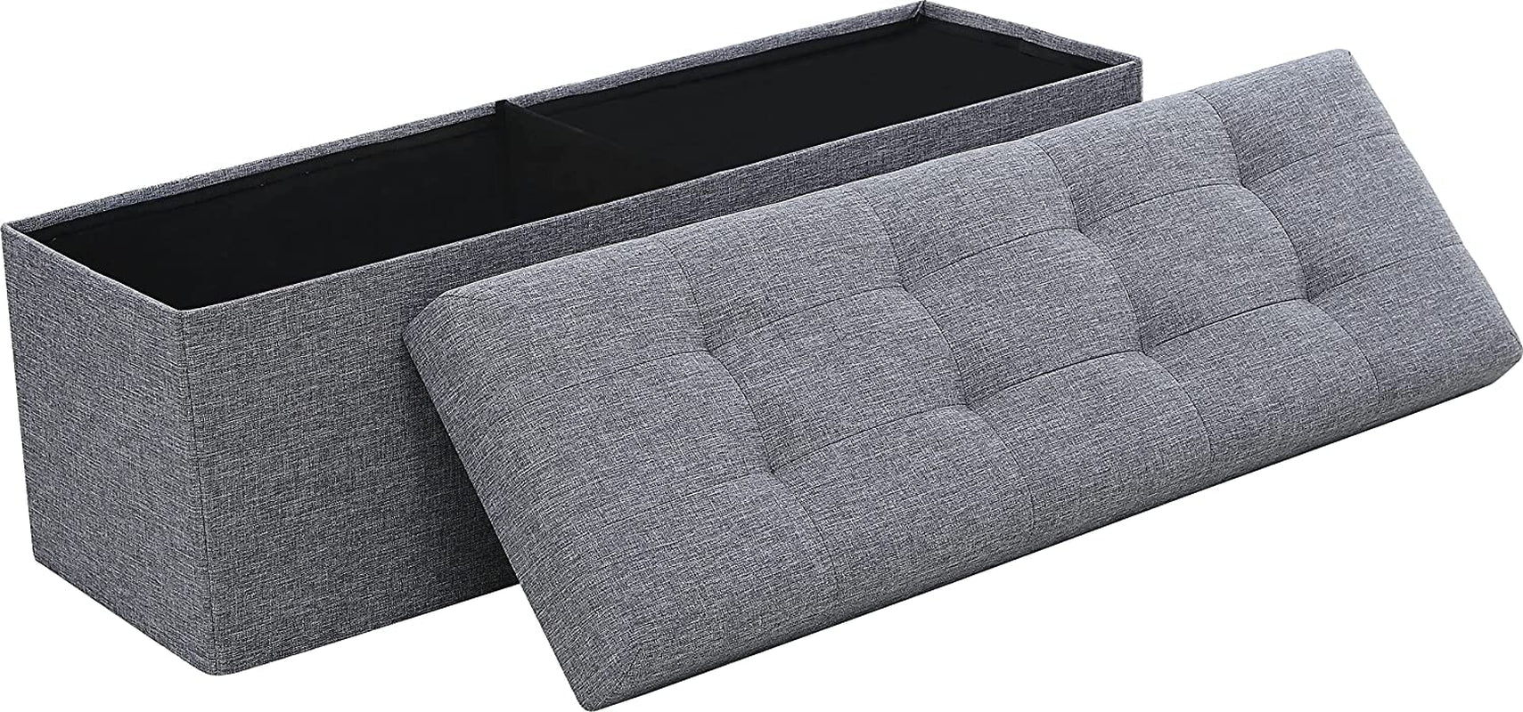 Gray Foldable Tufted Storage Ottoman Bench - 45″-1