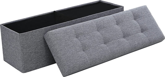 Gray Foldable Tufted Storage Ottoman Bench - 45″-1
