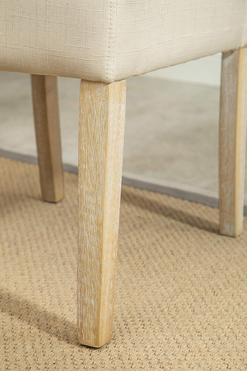 Habit Solid Wood Tufted Parsons Dining Chair (Set of 2), Tan-4