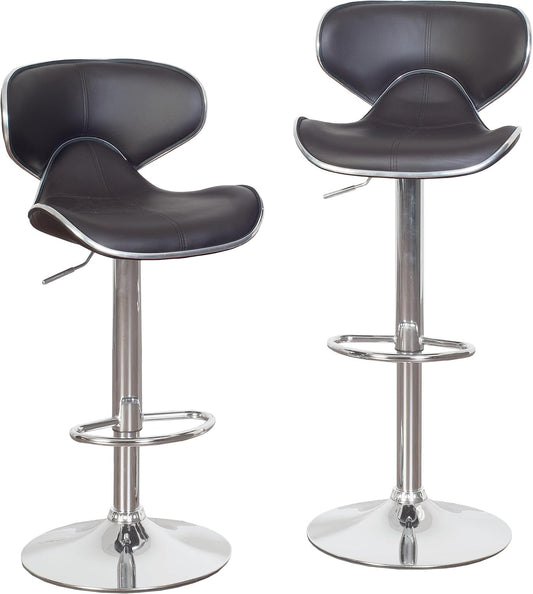 2 Brown Airlift Swivel Barstools with Chrome-1