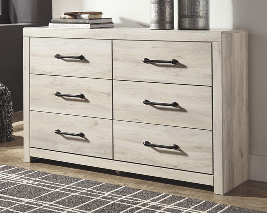 Cambeck Farmhouse Industrial 6 Drawer Dresser, Whitewash-1