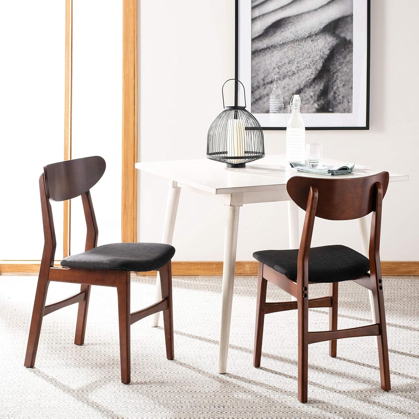 Home Lucca Retro Walnut and Black Cushion Dining Chair, Set of 2-4