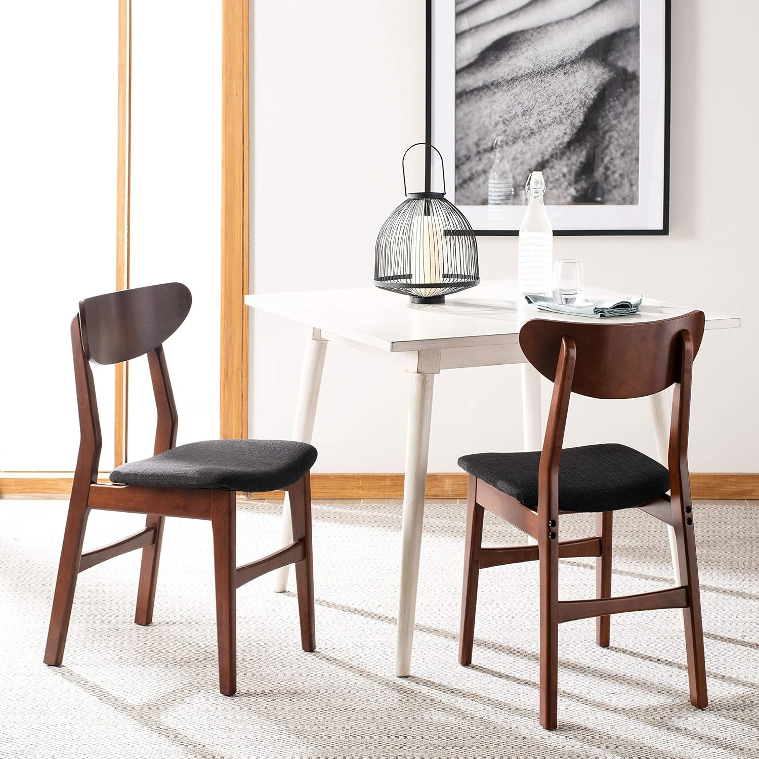Home Lucca Retro Walnut and Black Cushion Dining Chair, Set of 2-4