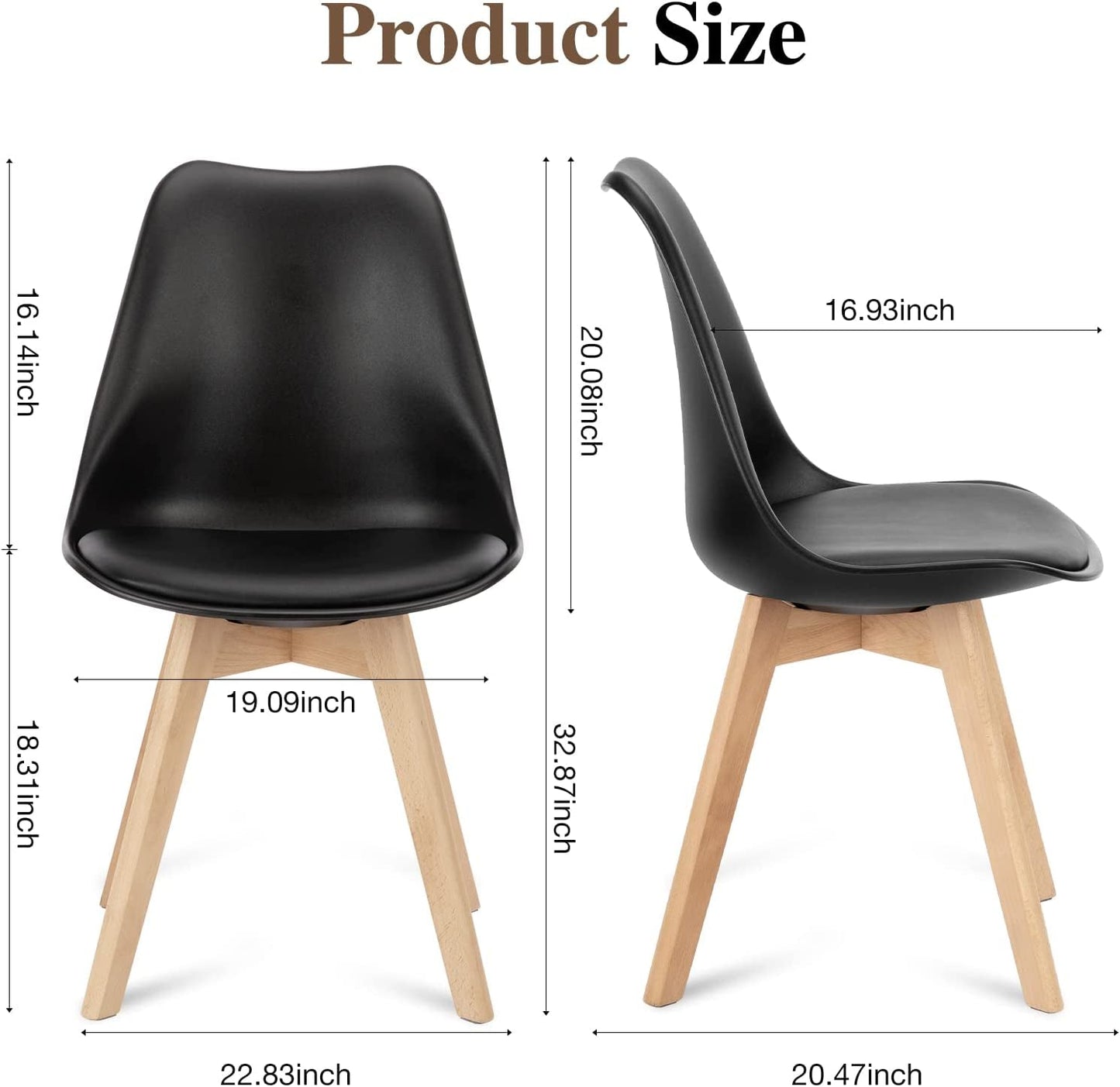 Mid-Century Modern PU Leather Dining Chairs, Set of 4-2