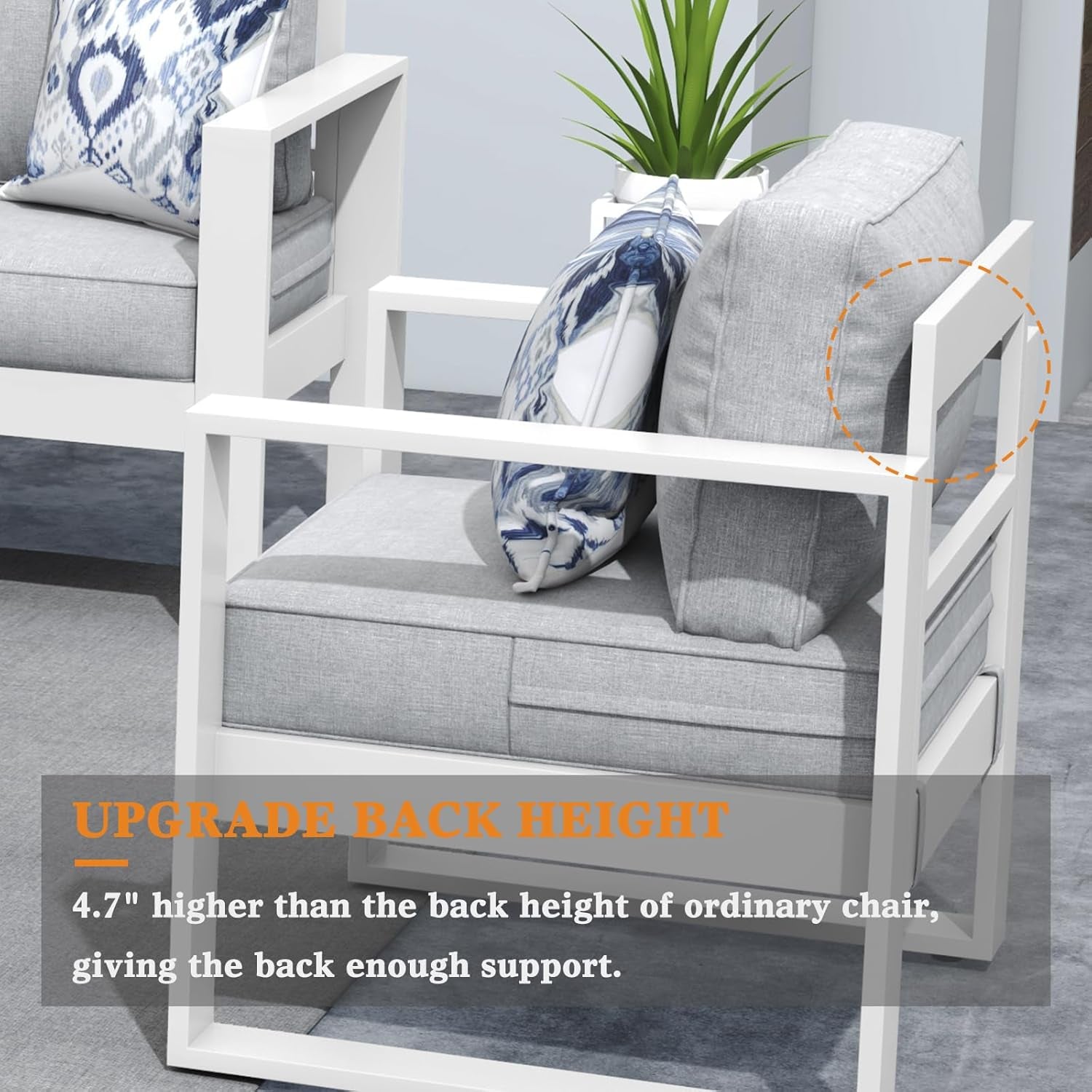 5 Piece Modern Aluminum Patio Furniture Set with Fire Pit Table, Outdoor Patio Sectional Conversation Metal Seating Sets with Olefin Cushion-3