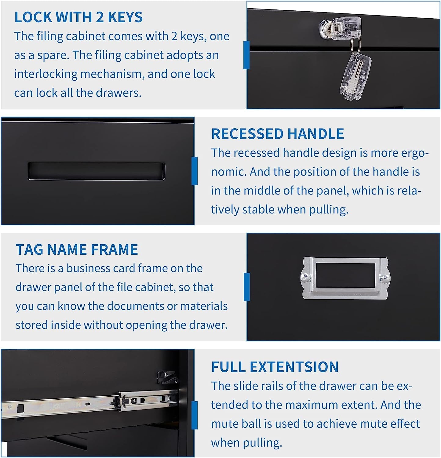 Lockable 4-Drawer Lateral File Cabinet for Office/Home-3