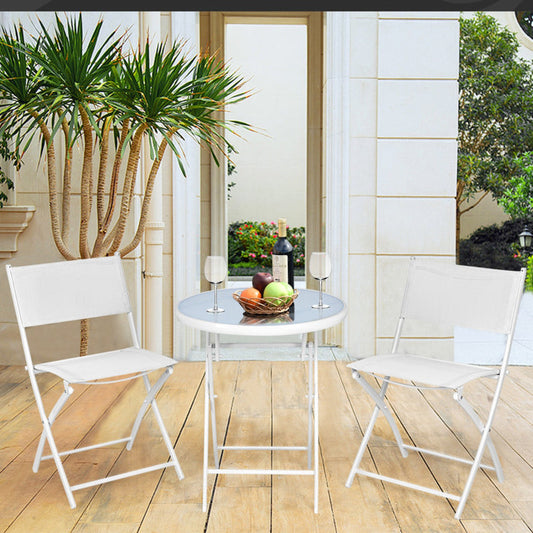 3 Pieces Patio Folding Bistro Set for Balcony or Outdoor Space-0