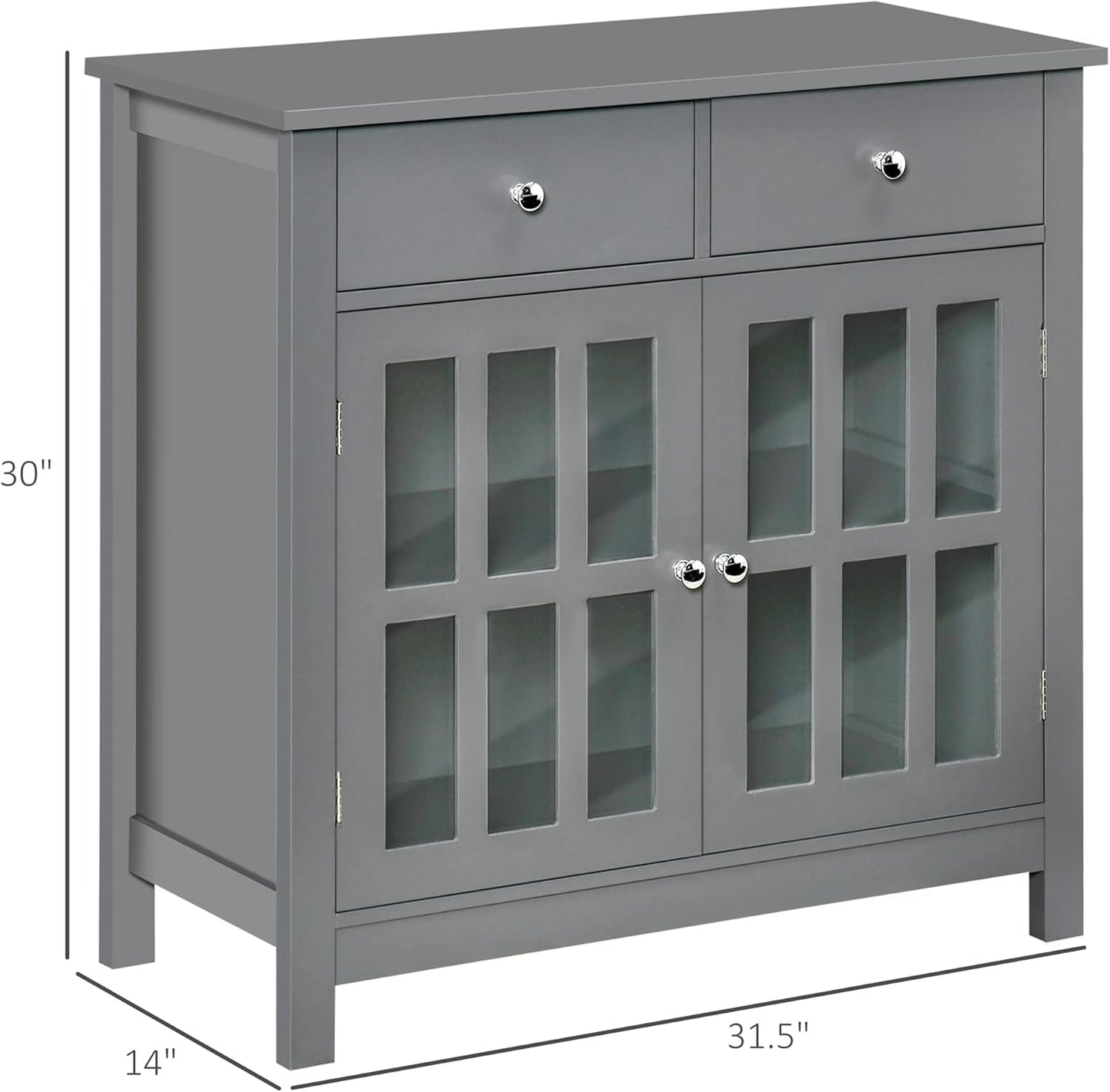 Gray Glass Door Kitchen Cabinet with Drawers-2