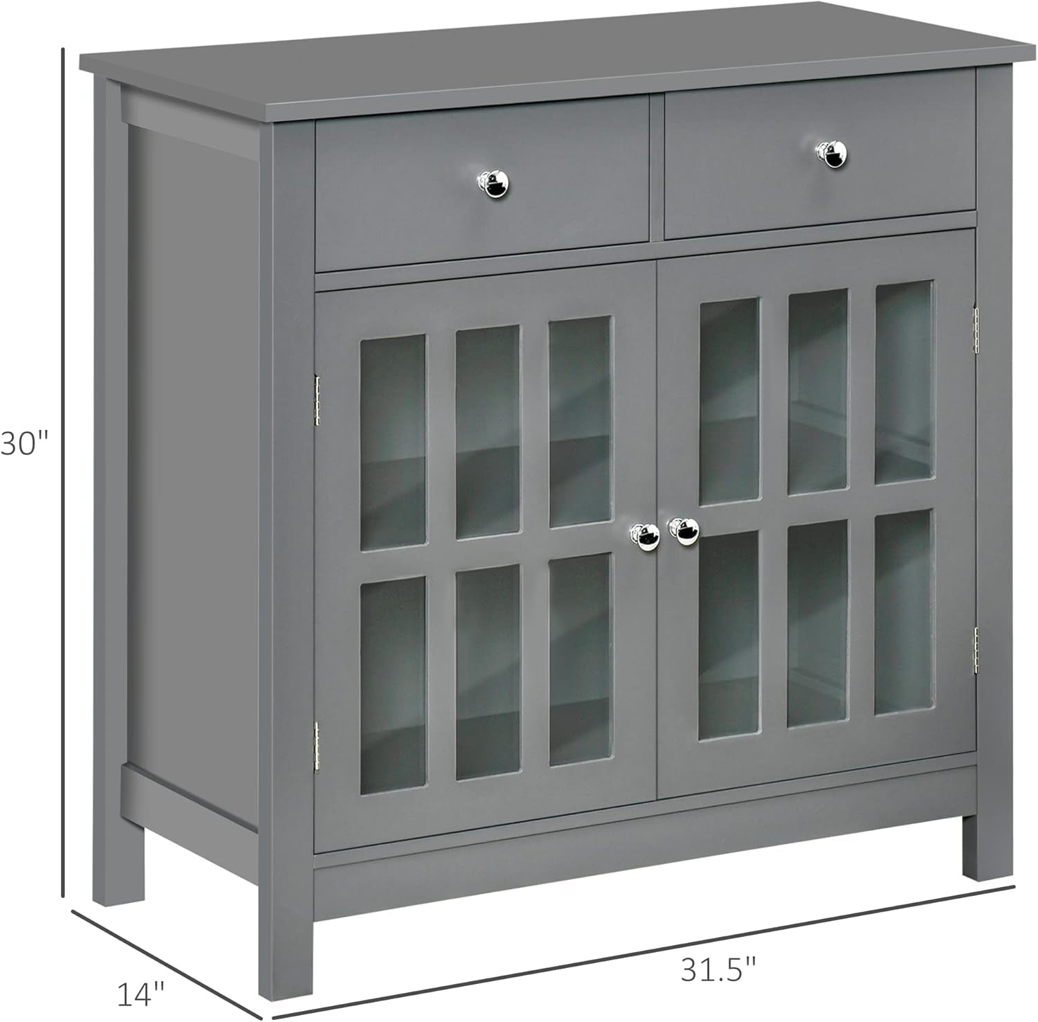 Gray Glass Door Kitchen Cabinet with Drawers-2
