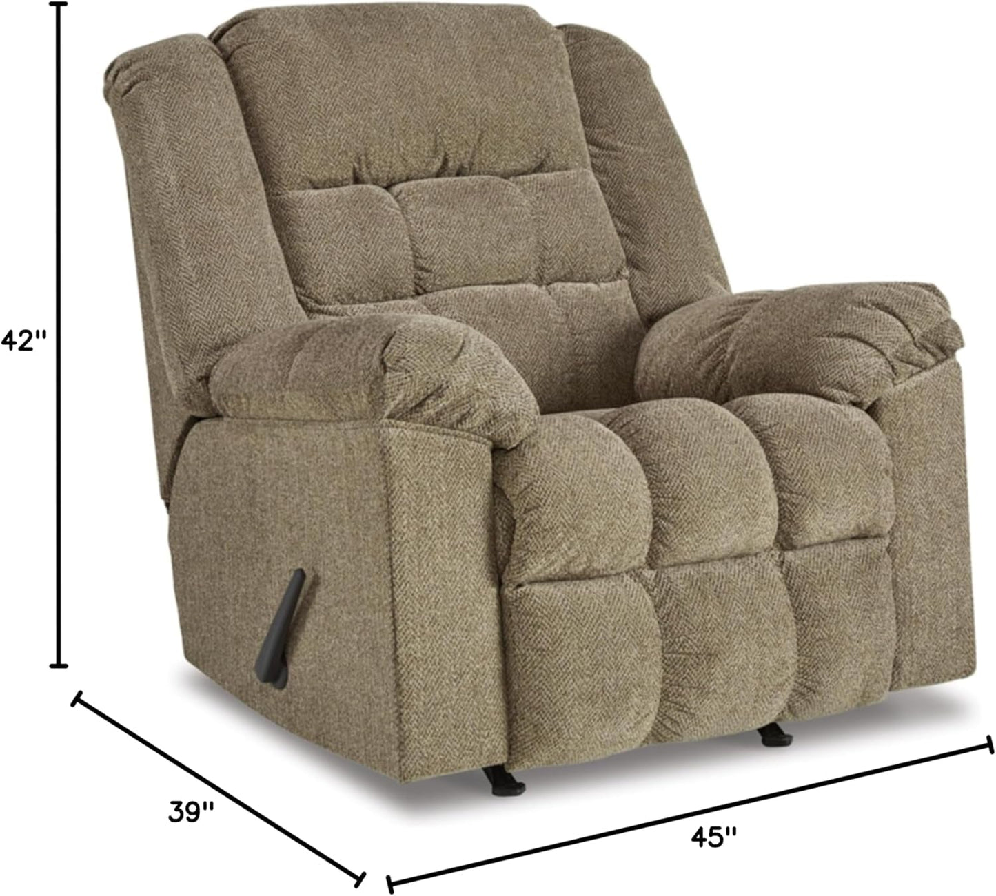 Kegler Contemporary Tufted Manual Rocker Recliner, Light Brown-2