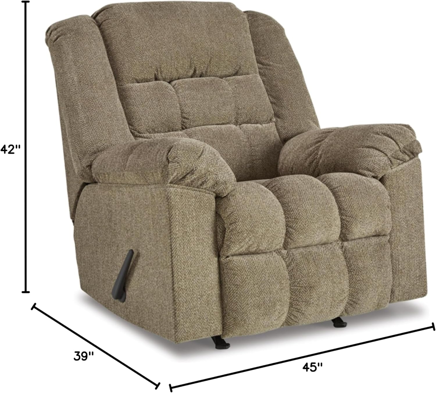 Kegler Contemporary Tufted Manual Rocker Recliner, Light Brown-2