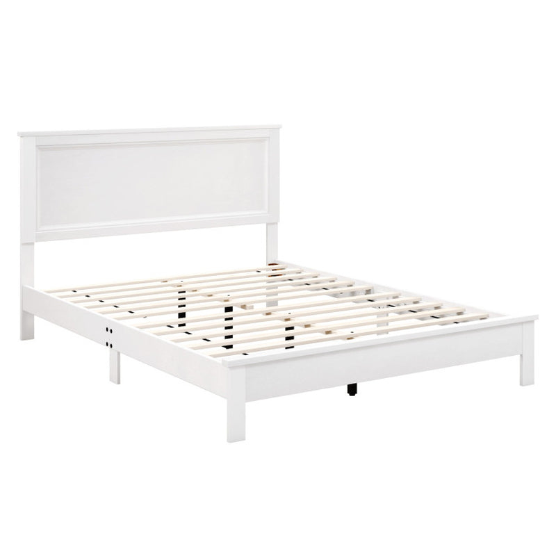 Queen Size Bed Frame Platform Slat High Headboard Bedroom with Rubber Wood Leg-1