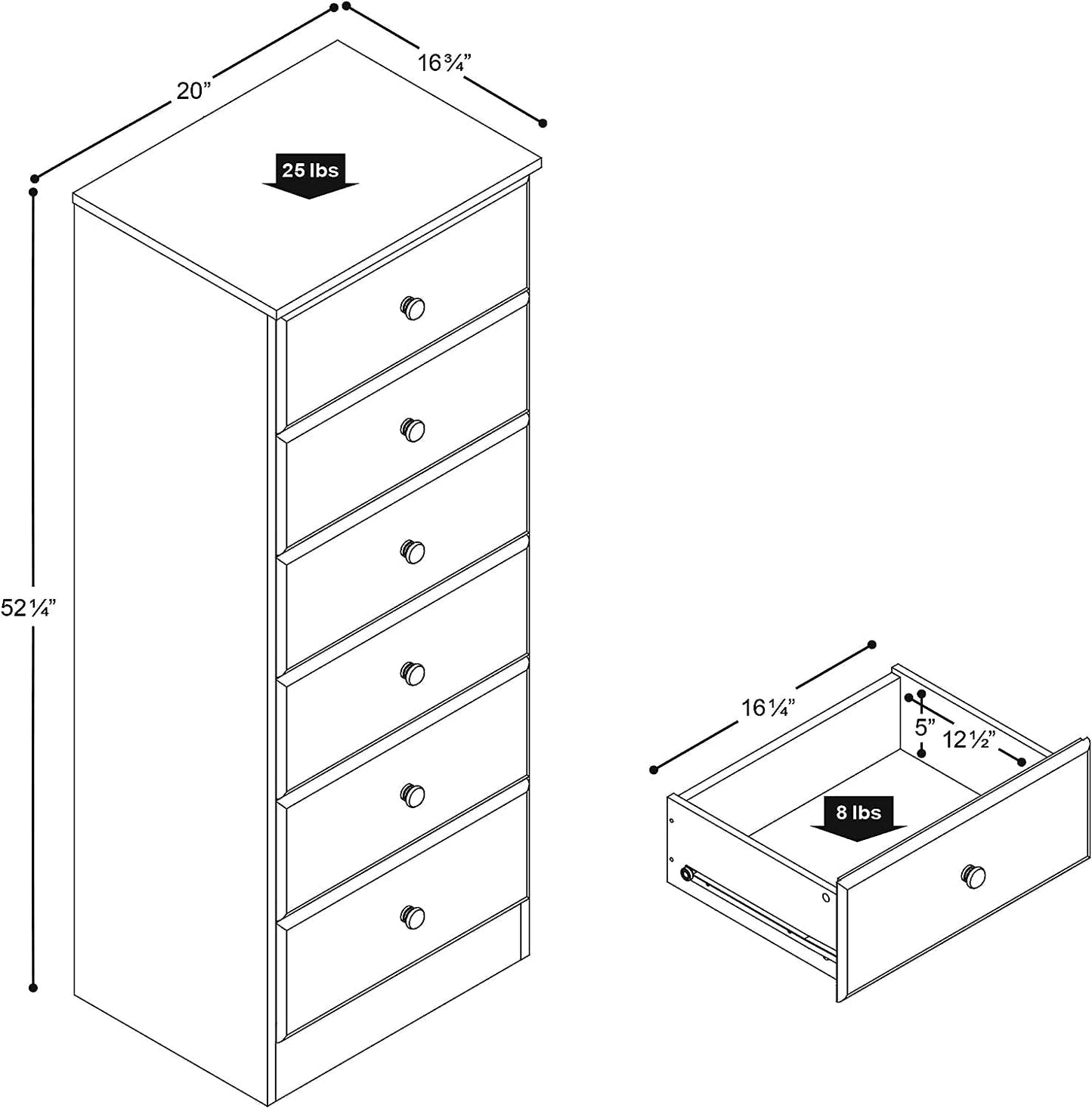 Astrid 6-Drawer Tall Black Chest for Bedroom-1