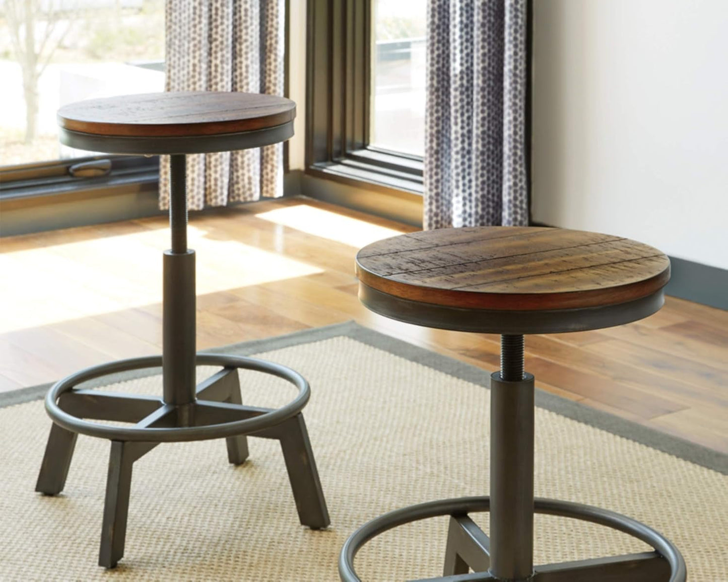Torjin Industrial 24" Adjustable Height Barstool, 2 Count, Brown-1