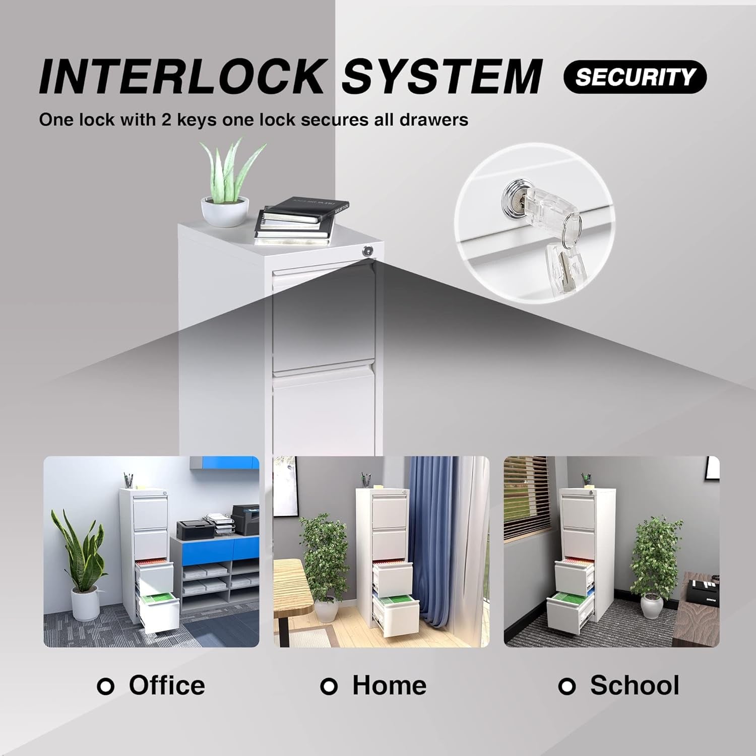 4 Drawer Metal Vertical Locking File Cabinet-4