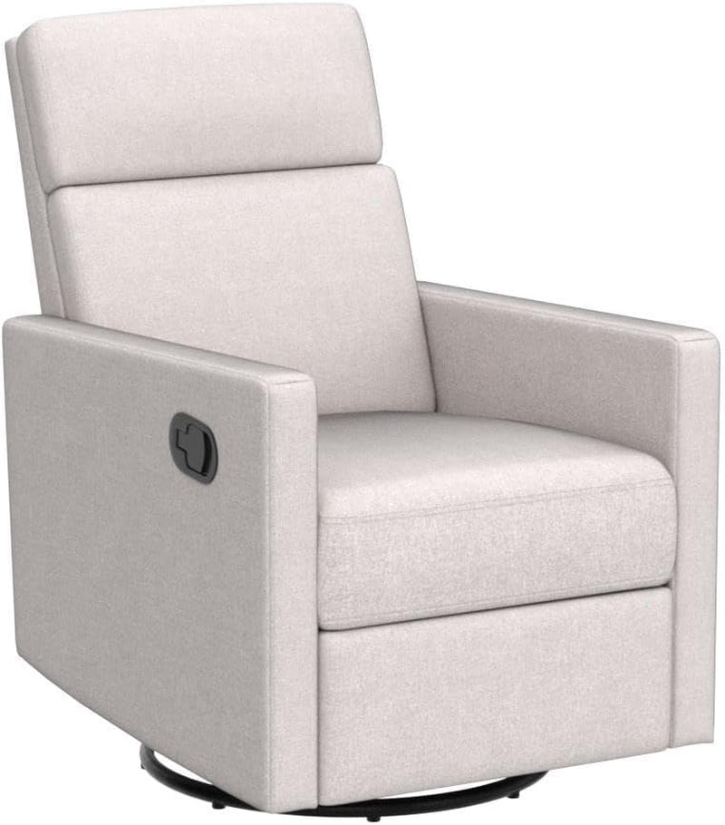 Tan Linen Swivel Rocker Recliner Adjustable Headrest, Nursery-4