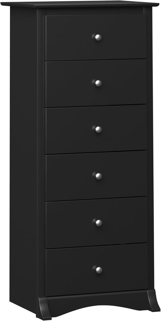 Sonoma 6 Drawer Dresser for Bedroom, Tall Chest of Drawers, Bedroom Furniture, Clothes Storage and Organizer, 19" D X 23.25" W X 52.75" H, Black-0