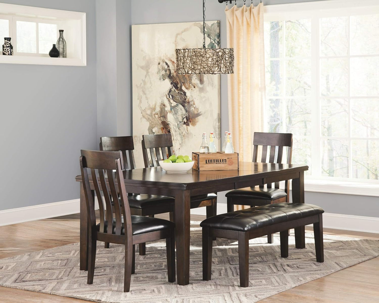 Haddigan Traditional Rectangular Dining Extension Table, Seats up to 8, Dark Brown-4