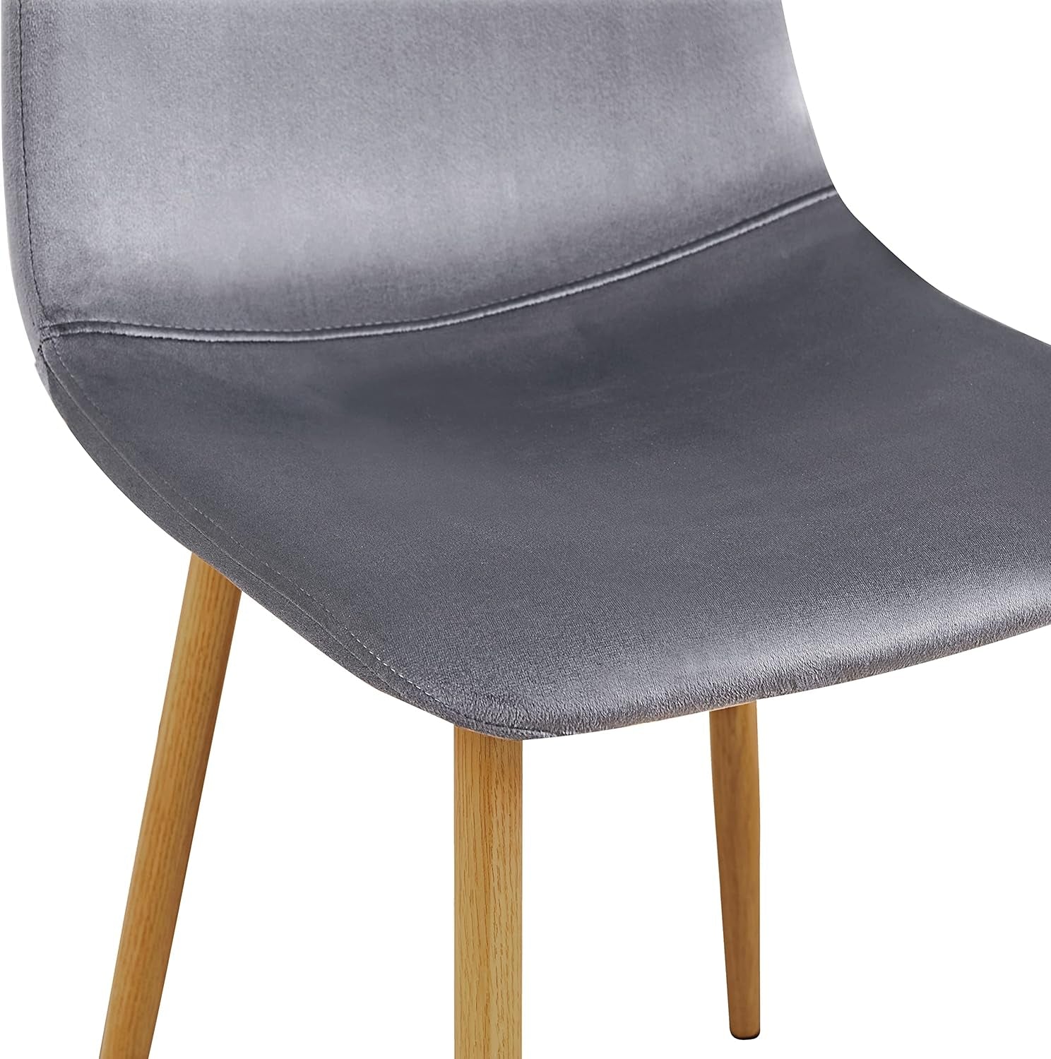 Grey Velvet Dining Chairs, Set of 4, Metal Legs-4
