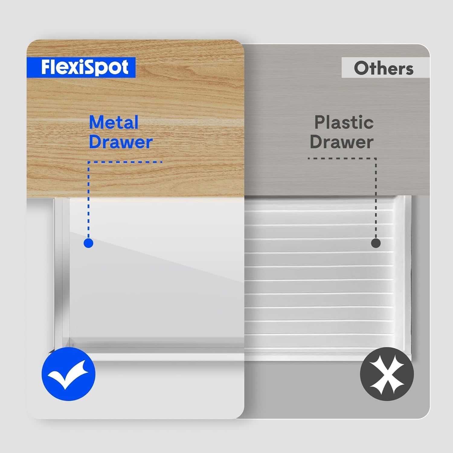 Comhar Electric Standing Desk with Drawers Charging USB Port, Height Adjustable 48" Whole-Piece Quick Install Home Office Computer Laptop Table with Storage (Maple Top + White Frame)-4