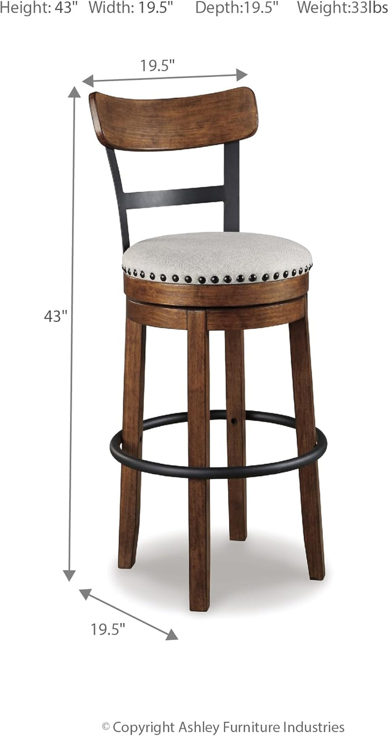 Valebeck 30" Farmhouse Pub Height Barstool, Brown-2