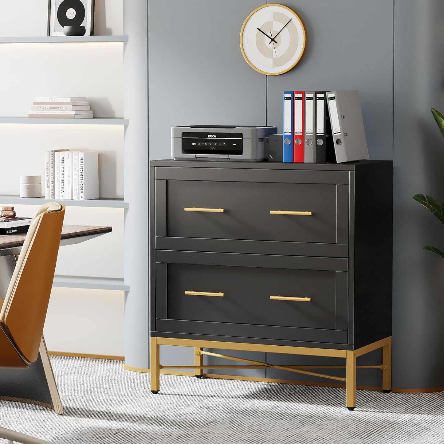 Black Gold 2 Drawer Lateral File Cabinet-3