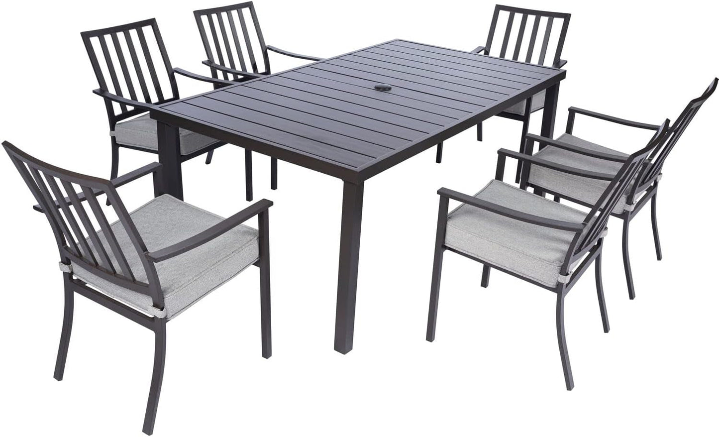 Furniture Carter 7-Piece Patio Dining Set, ern Patio Furniture, Outdoor Dining Set for 6 with All-Weather Aluminum Frames, Padded Dining Chairs, and Slat Table-0