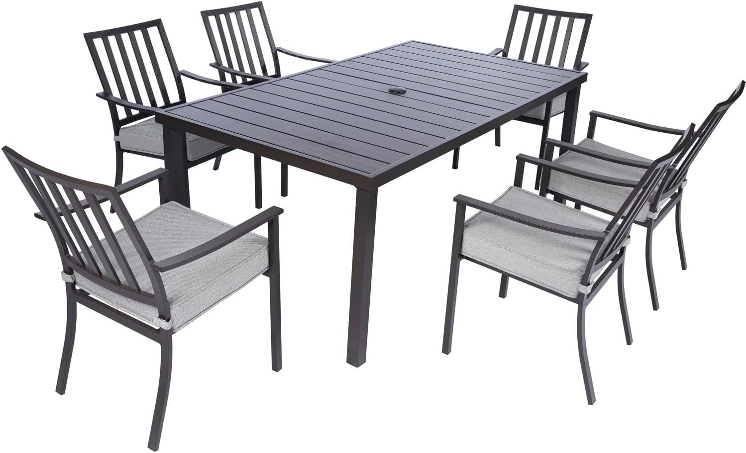 Furniture Carter 7-Piece Patio Dining Set, ern Patio Furniture, Outdoor Dining Set for 6 with All-Weather Aluminum Frames, Padded Dining Chairs, and Slat Table-0