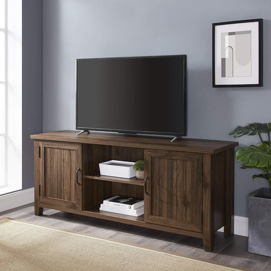 Buren Classic Grooved Door TV Stand for Tvs up to 65 Inches, 58 Inch, Walnut-1