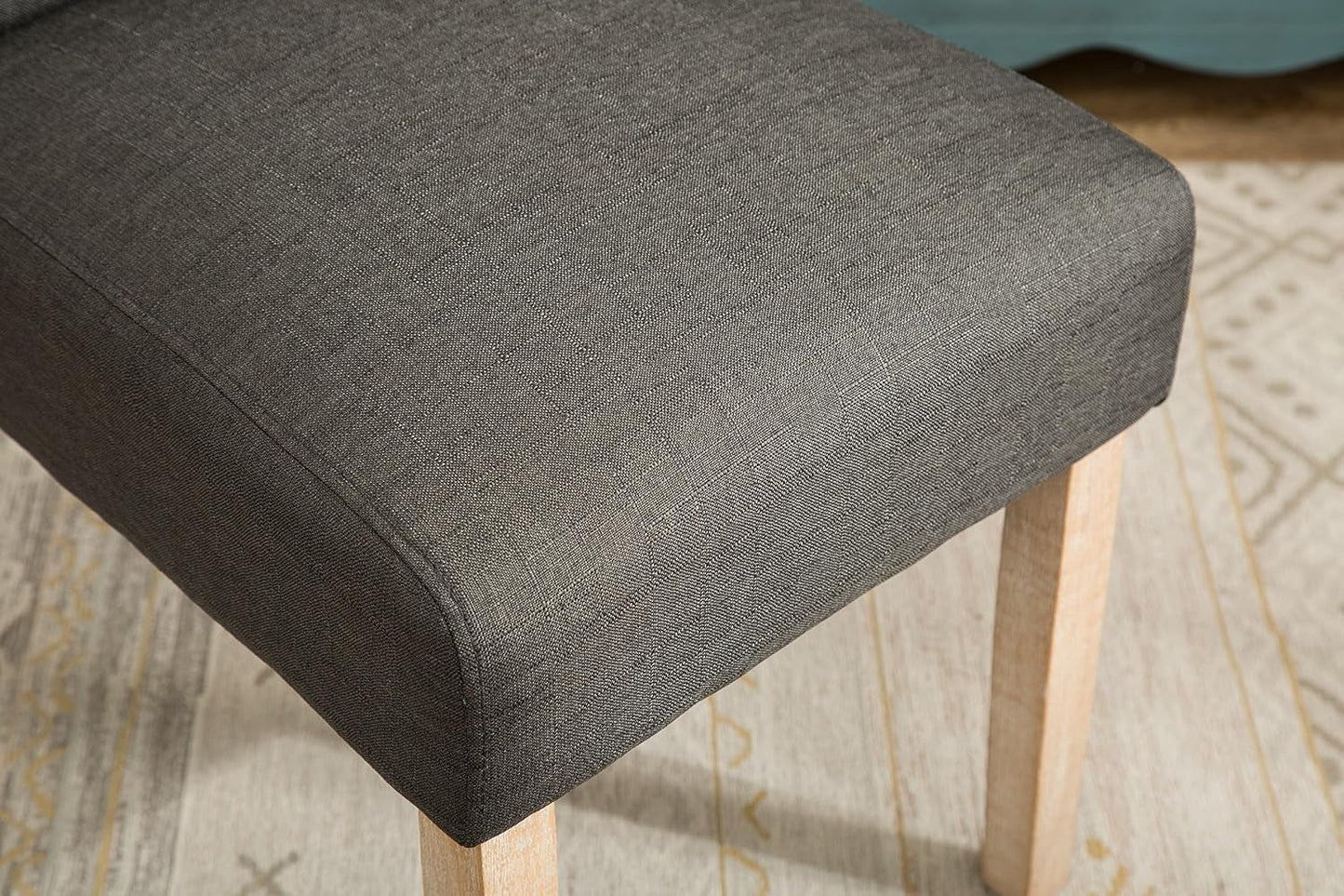 Habit Solid Wood Tufted Parsons Charcoal Dining Chair, Set of 2-4