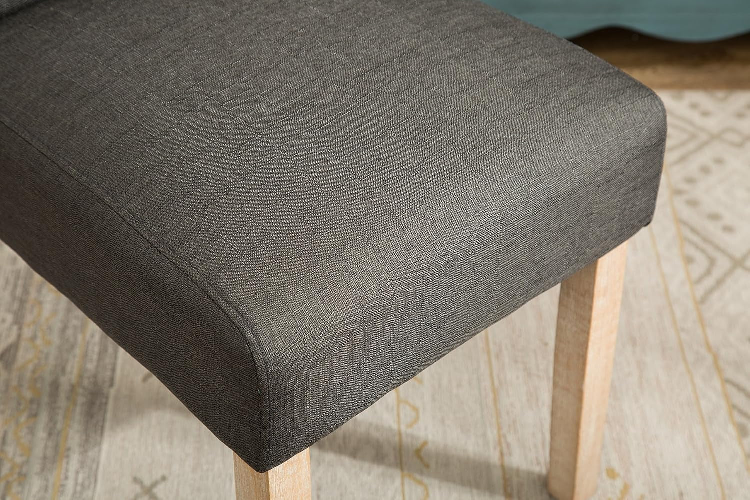 Habit Solid Wood Tufted Parsons Charcoal Dining Chair, Set of 2-4