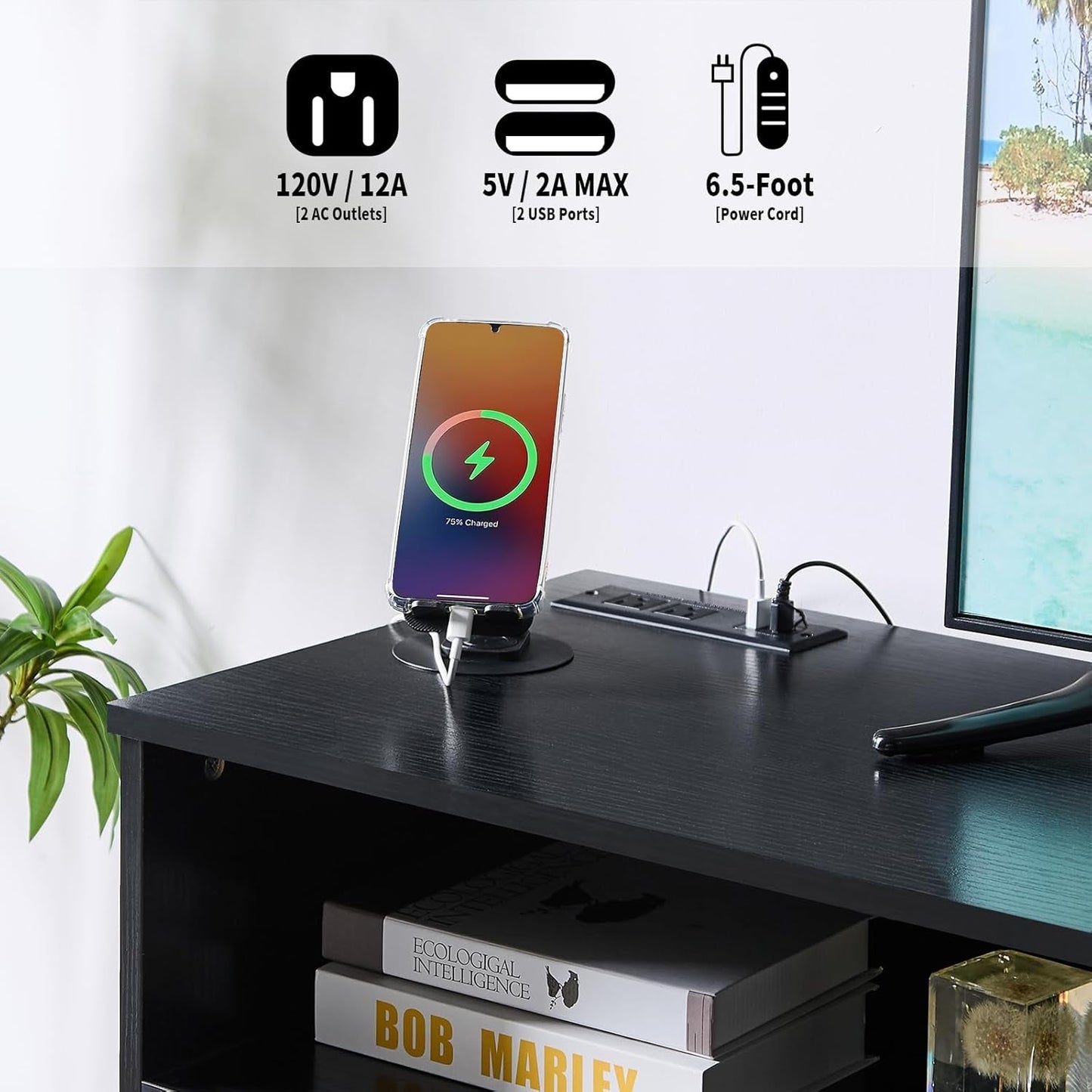 Black Dresser for Bedroom Wooden, 6 Drawer Dressers & Chests of Drawers, Modern Wood Tall Dresser, 48 Inches Wide Chest of Drawers for Bedroom, Hallway, Living Room-4