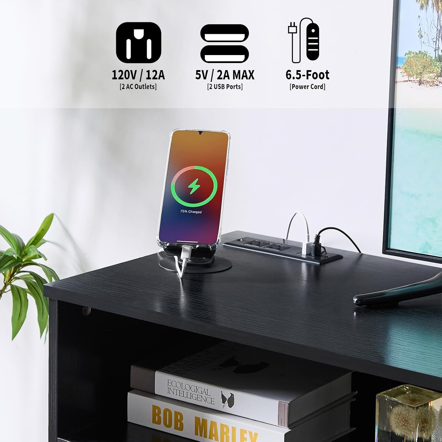 Black Dresser for Bedroom Wooden, 6 Drawer Dressers & Chests of Drawers, Modern Wood Tall Dresser, 48 Inches Wide Chest of Drawers for Bedroom, Hallway, Living Room-4