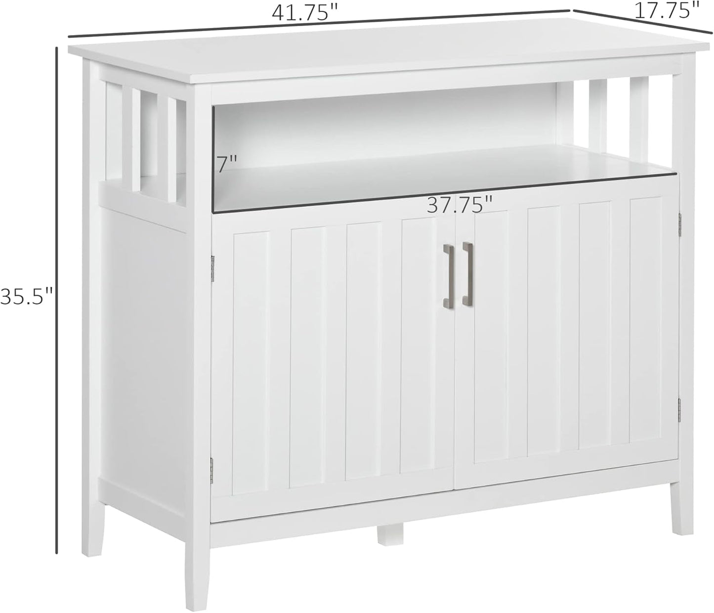 Kitchen Coffee Bar Cabinet White with Storage Doors-2