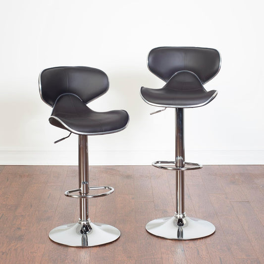 2 Brown Airlift Swivel Barstools with Chrome-0