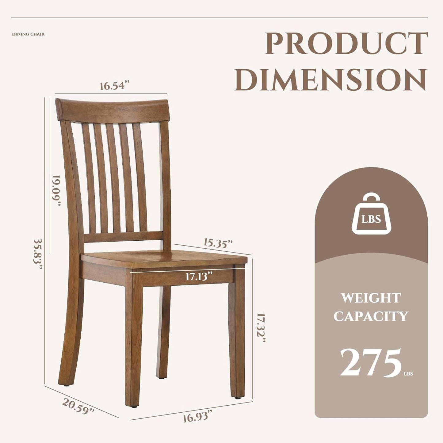 Wooden Dining Room Chairs Set of 6, Spindle High Back Windsor Kitchen Side Chair, Farmhouse Dining Chairs for Kitchen, Dining Room, Light Brown-1