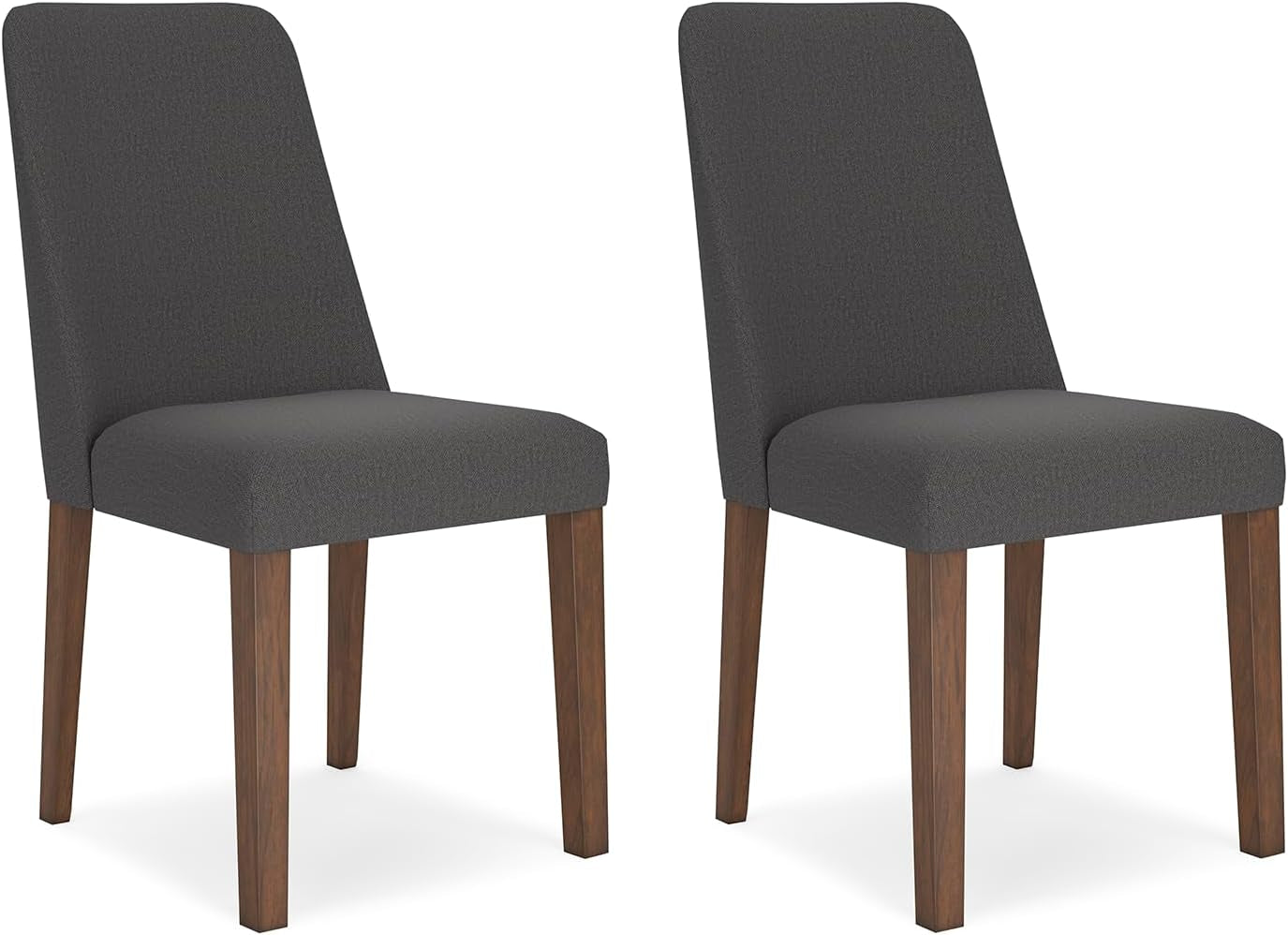 Lyncott Contemporary Dining Room Upholstered Side Chair with Foam Cushion, Set of 2, Dark Gray & Brown-0