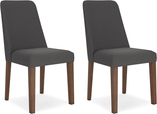 Lyncott Contemporary Dining Room Upholstered Side Chair with Foam Cushion, Set of 2, Dark Gray & Brown-0
