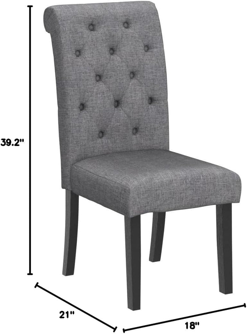 Leviton Solid Wood Tufted Dining Chair, Set of 2, Gray-1