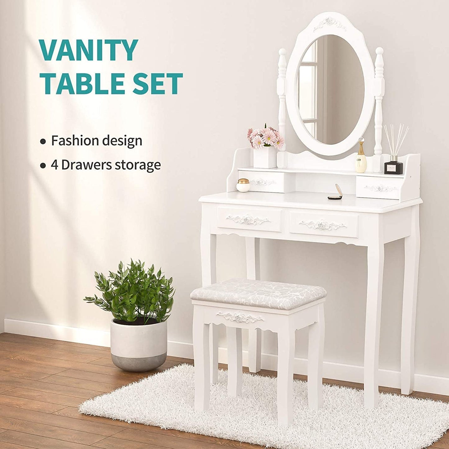 White Bedroom Makeup Table Set-2